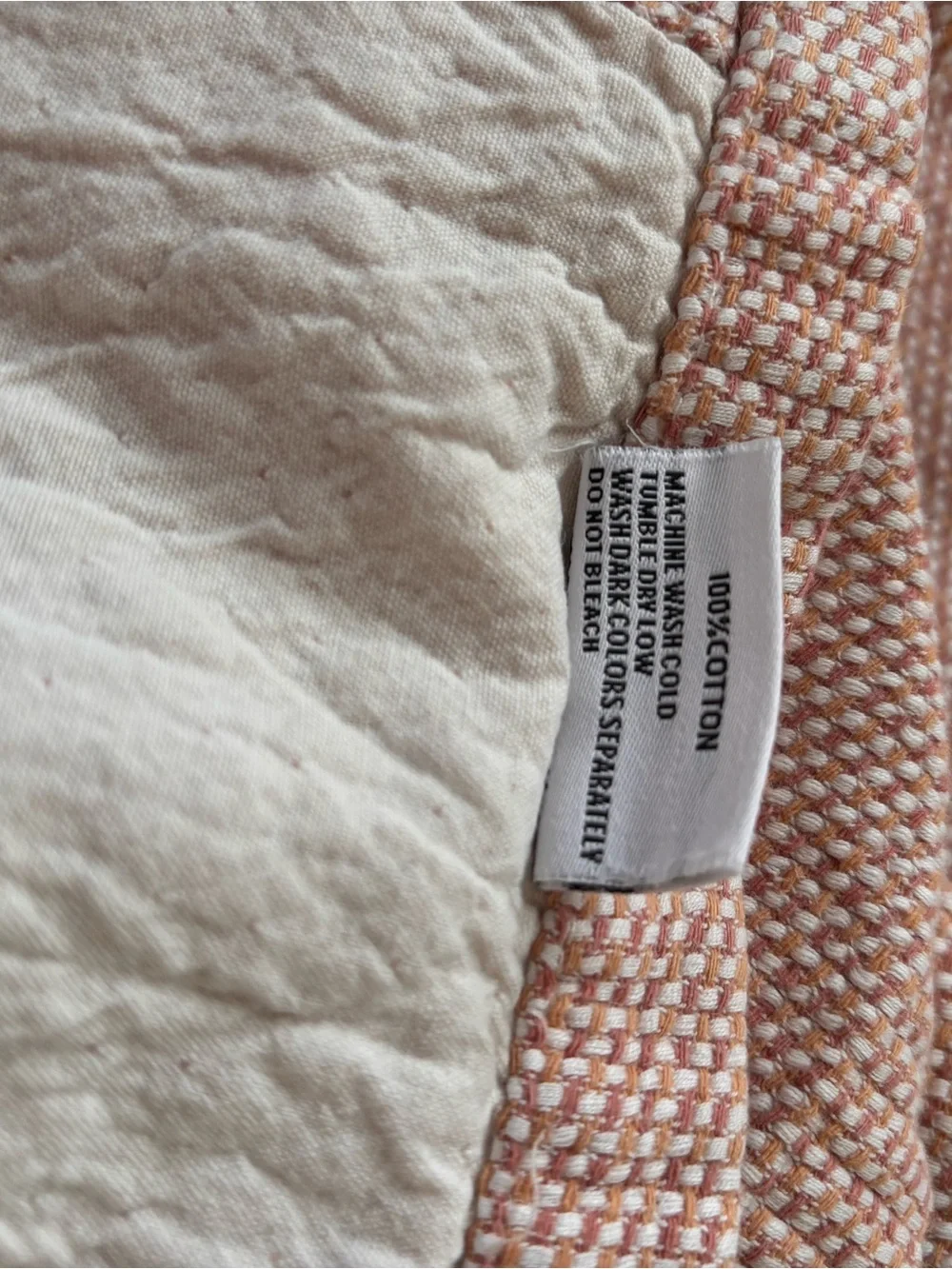 NWOT Piscatextil Portugal Premium Woven Cotton Throw Blanket Peach Cream